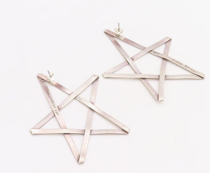925 Sterling Silver Vintage Earrings MEXICO Solid Large Cutout Star  EG13238