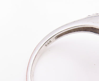 925 Sterling Silver Vintage Ring Rose Quartz Halo Sapphire Band  Sz 7.5  RG36162