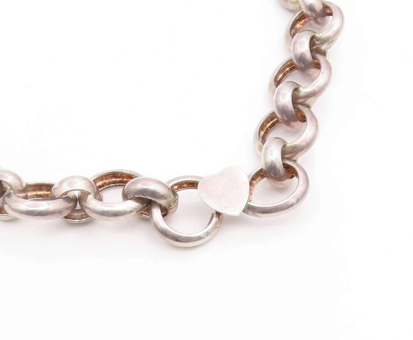 925 Sterling Silver Vintage Necklace Interlocking Geometric Circles Link  NE4830