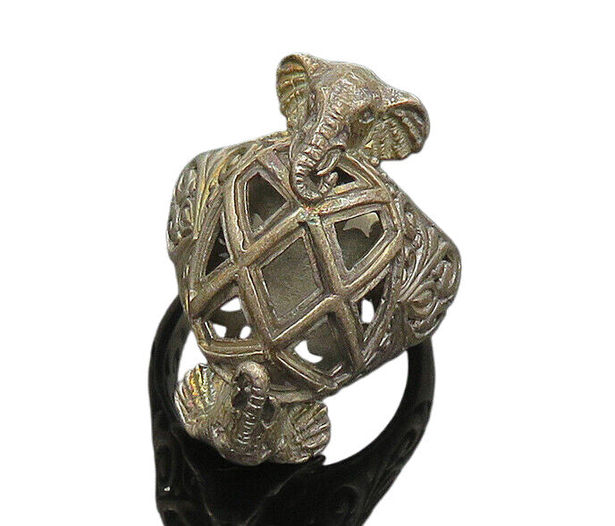 SARDA 925 Sterling Silver Vintage Elephant's Head Swirl Band Ring Sz 8 RG19958
