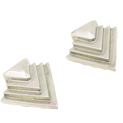 DND 925 Sterling Silver  Vintage Modernist Pointed Non Pierce Earrings  EG9069