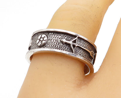 925 Sterling Silver  Vintage Oxidized Paddle Arrow Band Ring Sz 9  RG3645