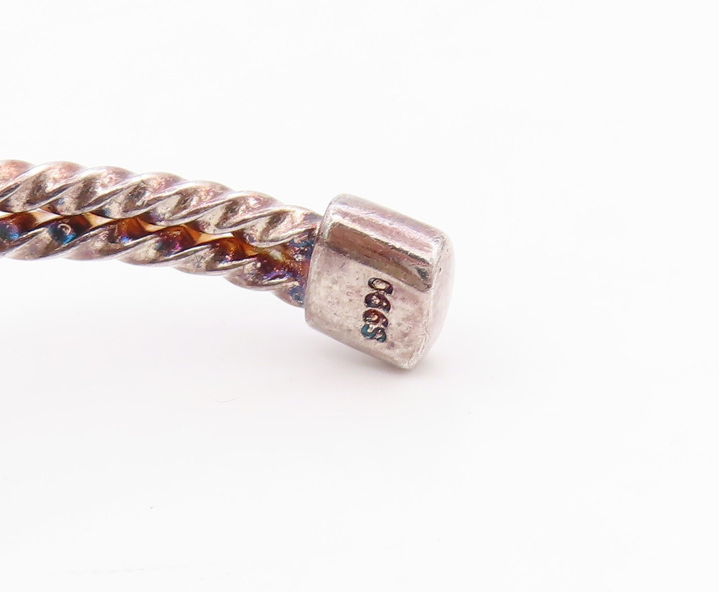 925 Sterling Silver Vintage Bracelet Designer CZ Inlay Flower Cuff  BT11015