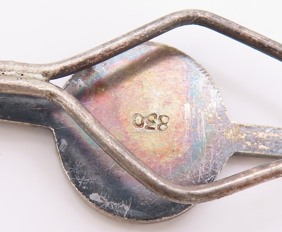 925 Sterling Silver Vintage Tie Clip DENMARK Etched Classic Lion Emblem  TR3955