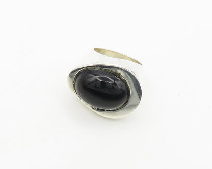 ILARIA 925 Silver  Vintage Black Onyx Shiny Dome Cocktail Ring Sz 7  RG18246