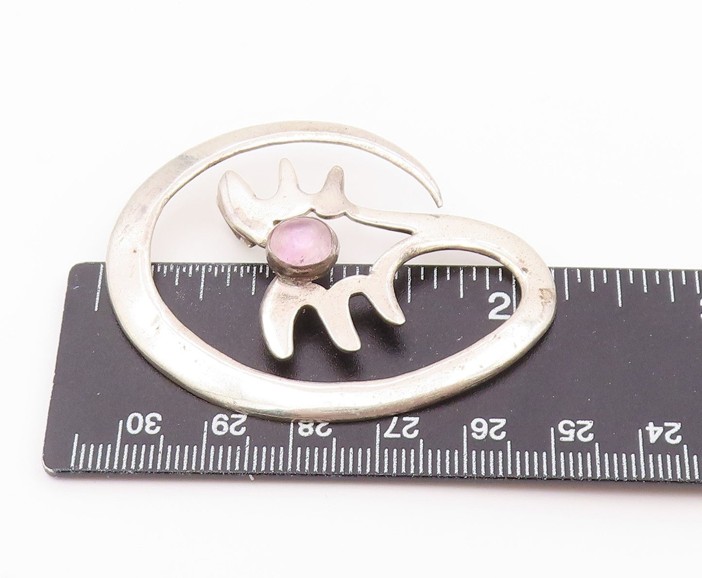 925 Sterling Silver Vintage Pendant Cabochon Moonstone Abstract Cutout  PT26477