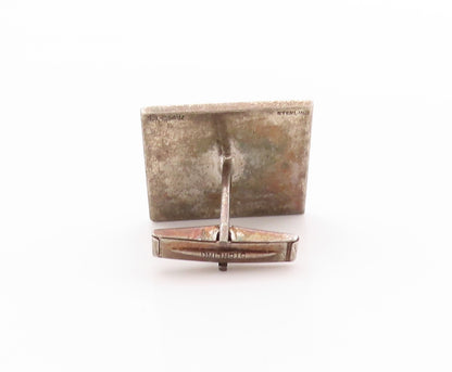 925 Sterling Silver Vintage Cuff Links With Abstract Fan Design Carved  TR3943