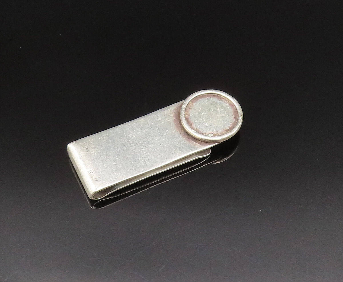 925 Sterling Silver  Vintage Minimalist Circle Accent Money Clip  TR3405