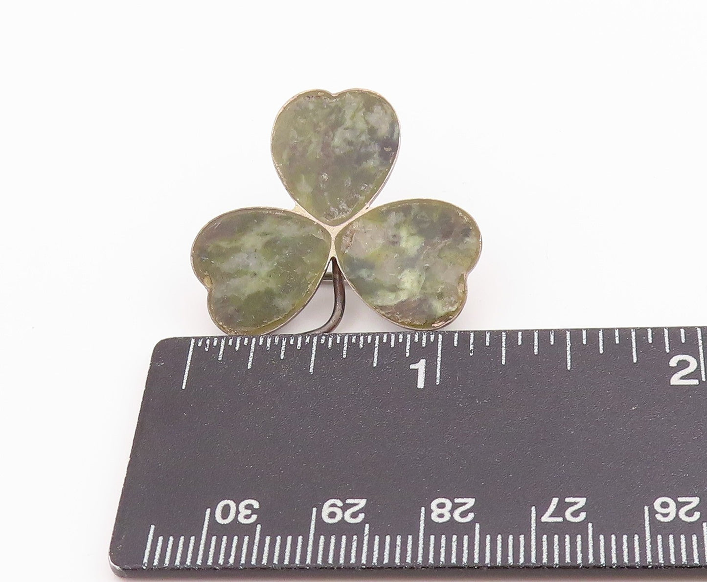 925 Sterling Silver Vintage Brooch Gemstone Inlay Cutout Clover  BP11719