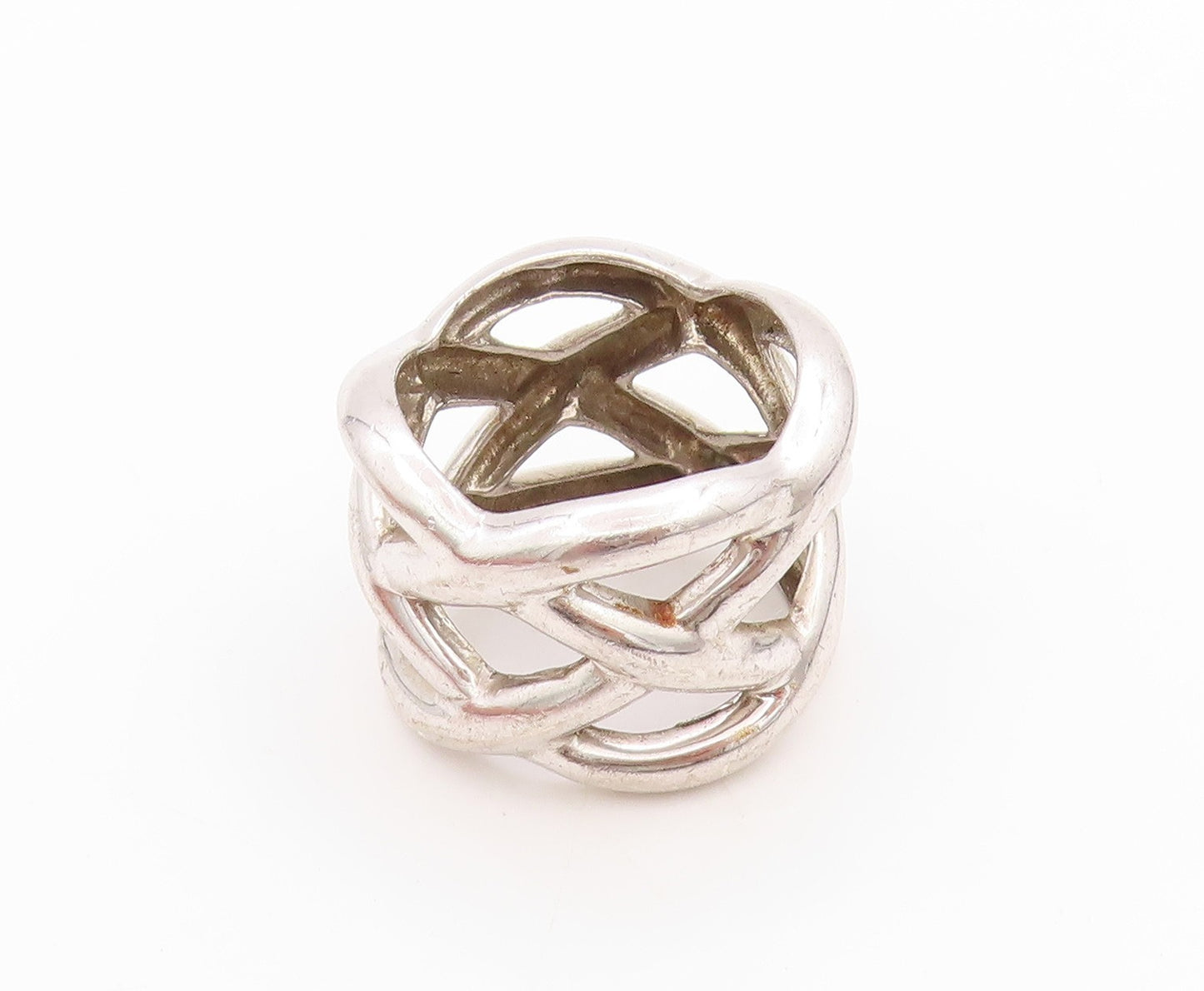 925 Sterling Silver Vintage Ring Modernist Cross Wire Design  Sz 6.5  RG33409