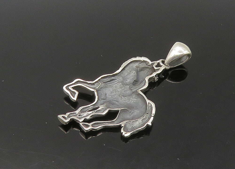 925 Sterling Silver  Vintage Galloping Horse Animal Motif Pendant  PT18299