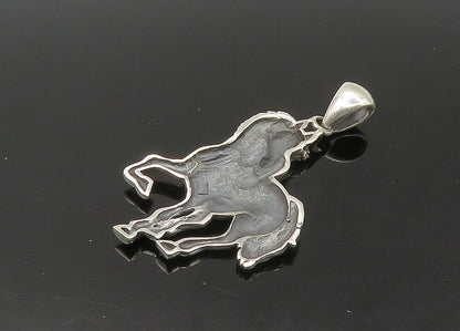 925 Sterling Silver  Vintage Galloping Horse Animal Motif Pendant  PT18299