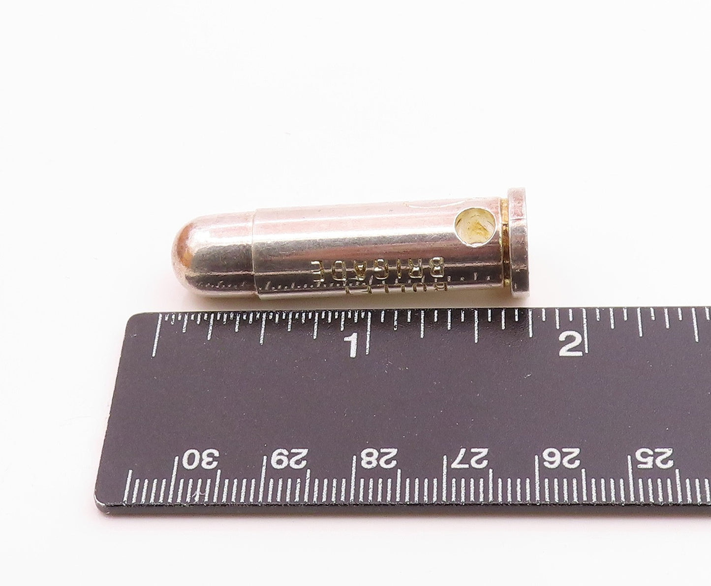 925 Sterling Silver  Vintage Bullet Brigade Stamped Slide Pendant  PT10302