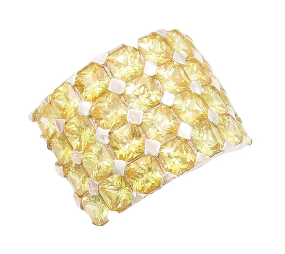 925 Sterling Silver Vintage Ring Broad Band Round Cut Citrine  Sz 8  RG28325