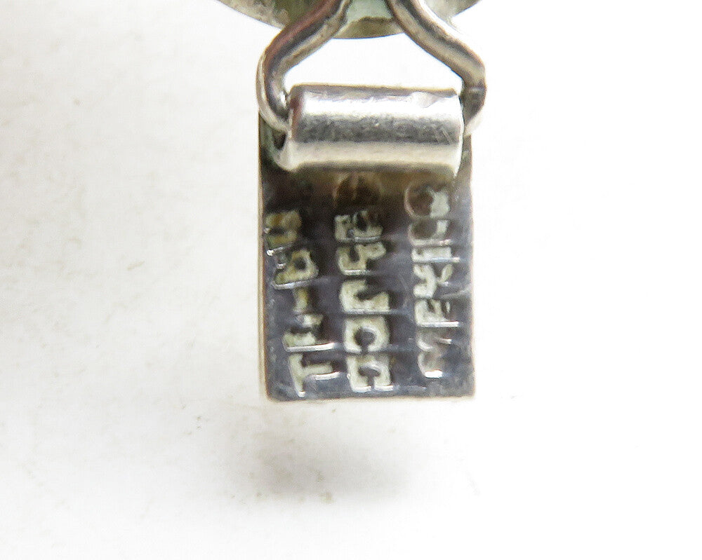 MEXICO 925 Sterling Silver  Vintage Black Gemstone Hinge Chain Necklace  NE2217