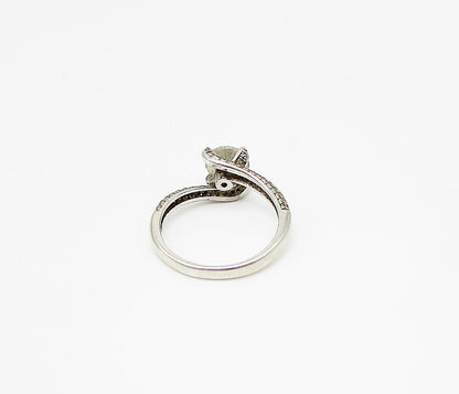 925 Sterling Silver  White Cubic Zirconia Bypass Engagement Ring Sz 6.5  RG2939