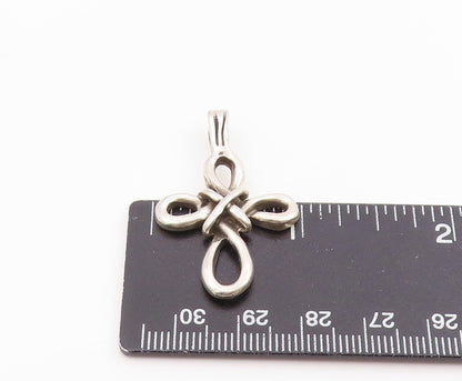 925 Sterling Silver Vintage Pendant Modernist Celtic Knot Holy Cross  PT26127