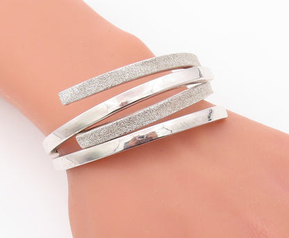 925 Sterling Silver Vintage Bracelet PIANEGONDA Hinged Split Bands  BT10834