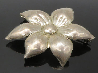 MEXICO 925 Sterling Silver  Vintage Shiny Flower Motif Brooch Pin  BP5588
