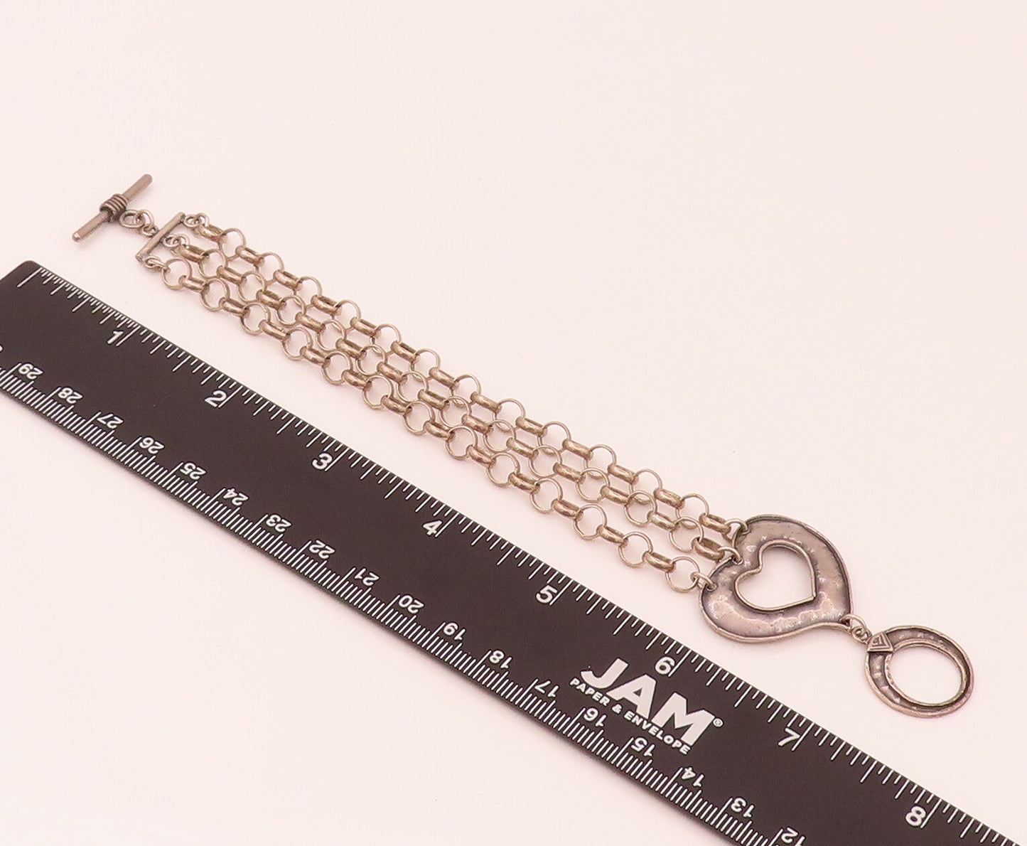 SILPADA 925 Sterling Silver  Vintage O Chain Link Heart Toggle Bracelet BT9834