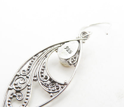 925 Sterling Silver & 18K GOLD  Vintage Two Tone Swirl Drop Earrings  EG3333