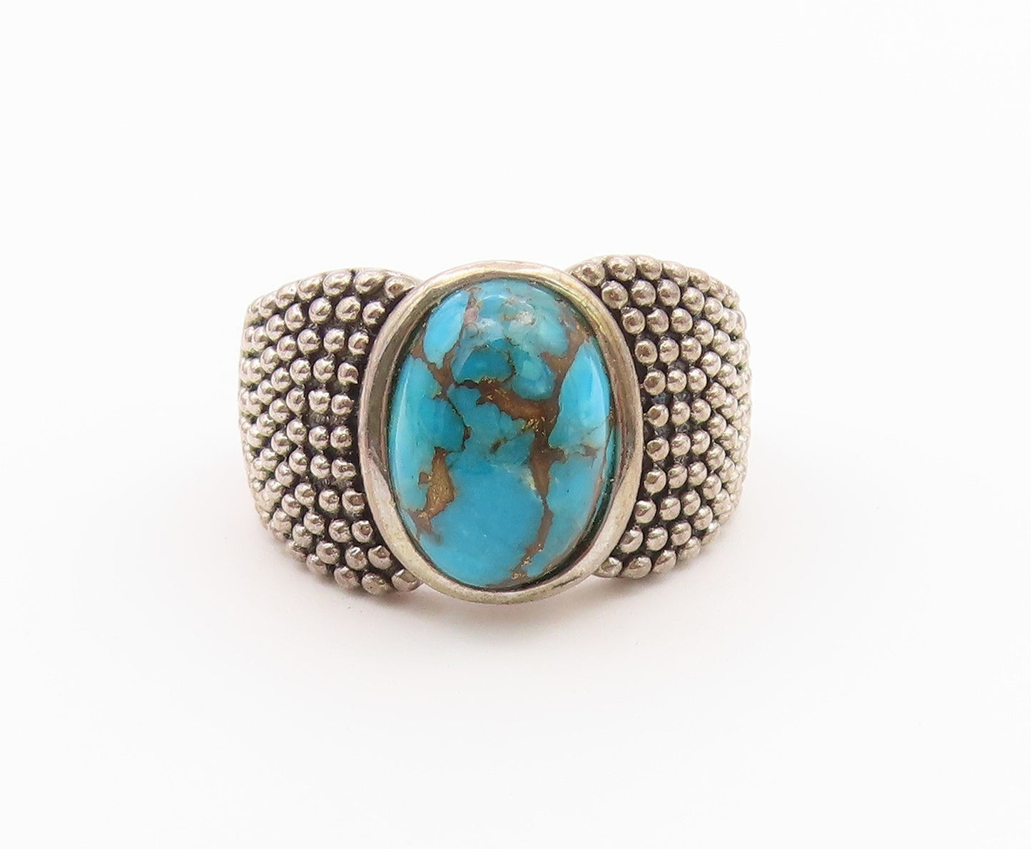 925 Sterling Silver Vintage Ring MICHAEL DAWKINS Turquoise Band  Sz 9  RG36583