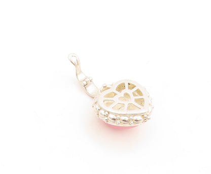 925 Sterling Silver Vintage Pendant JUDITH RIPKA Cabochon Pink Heart  PT23794