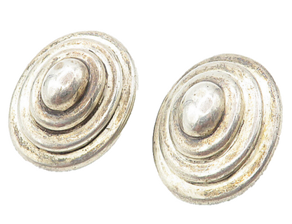 925 Sterling Silver  Vintage Graduated Dome Non Pierce Drop Earrings  EG3807