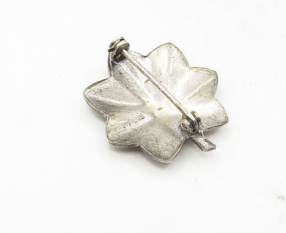 925 Sterling Silver  Vintage Shiny Maple Leaf Autumn Motif Brooch Pin  BP3457