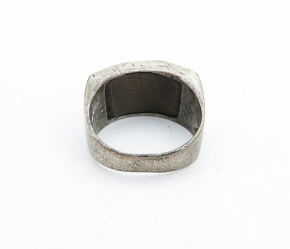 MEXICO 925 Sterling Silver Vintage Rustic Wooden Band Ring Sz 9.5 RG5849