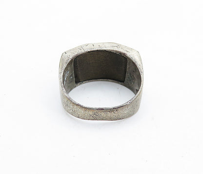 MEXICO 925 Sterling Silver Vintage Rustic Wooden Band Ring Sz 9.5 RG5849
