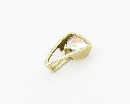 925 Sterling Silver   Vintage Mystic Quartz Gold Plated Shiny Pendant  PT14991