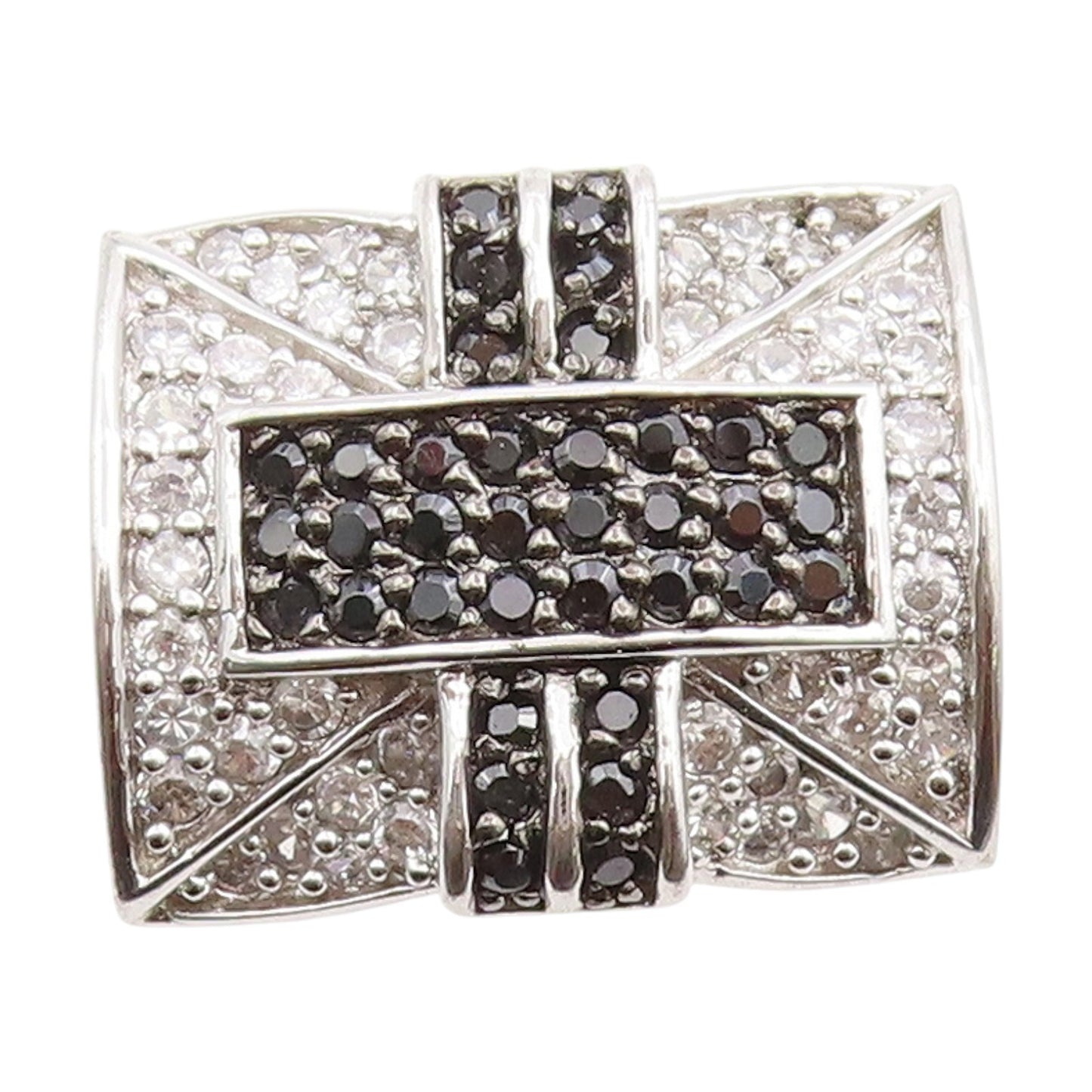 925 Sterling Silver Vintage Ring Spinel & CZ Cluster Cross Band  Sz 9  RG33940