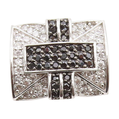 925 Sterling Silver Vintage Ring Spinel & CZ Cluster Cross Band  Sz 9  RG33940