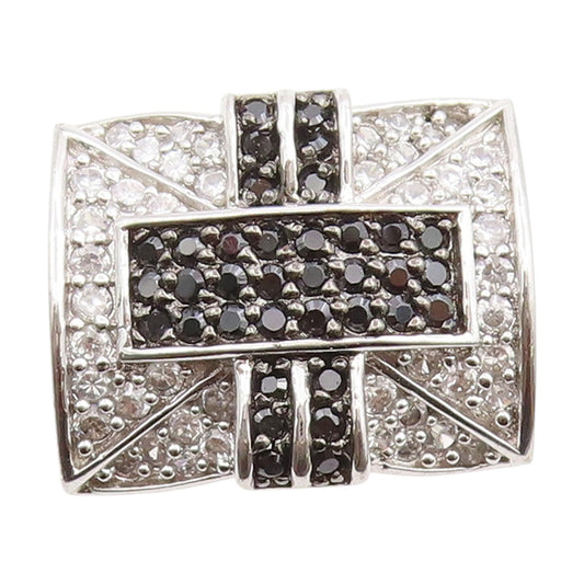 925 Sterling Silver Vintage Ring Spinel & CZ Cluster Cross Band  Sz 9  RG33940