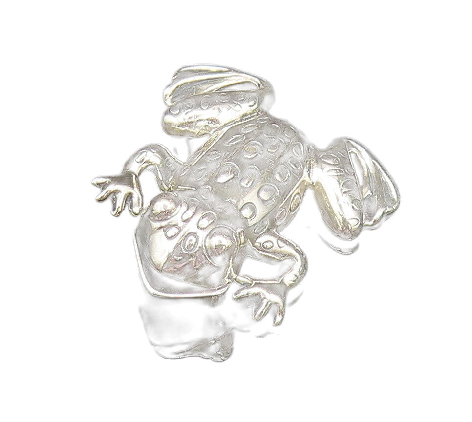 925 Sterling Silver  Vintage Carved Spotted Frog Animal Brooch Pin  BP9687