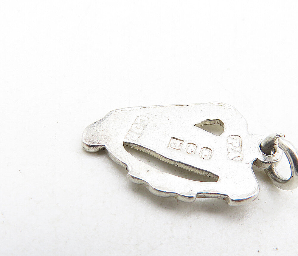 925 Sterling Silver  Vintage Petite Harp Musical Instrument Pendant  PT6821