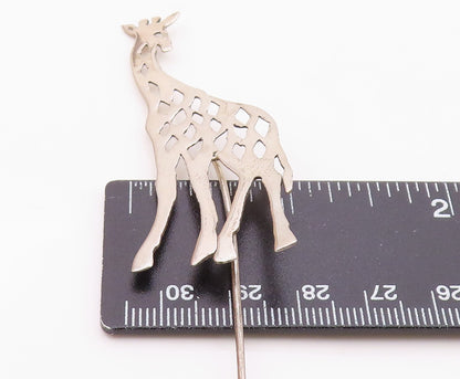 925 Sterling Silver  Vintage Openwork Giraffe Animal Lapel Pin  TR3440