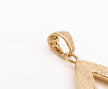 925 Sterling Silver Vintage Pendant Gold Plated Cutout Drop Shape  PT23368