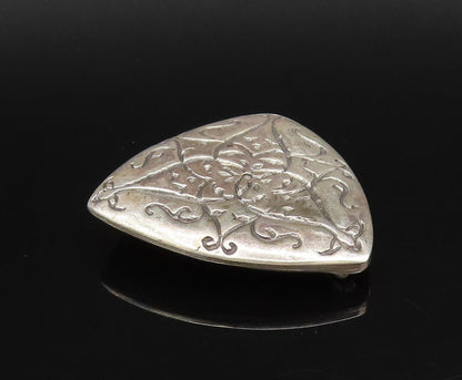 ATARA 925 Silver  Vintage Engraved Swirls Triangular Brooch Pin  BP10018