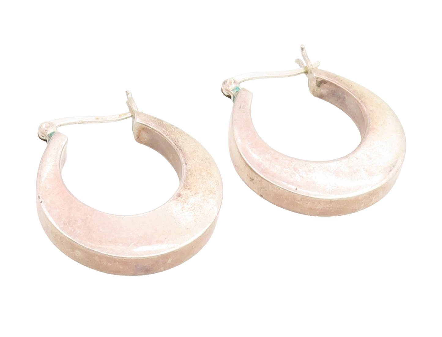 925 Sterling Silver Vintage Earrings Minimalist Bold Crescent Moon Hoop  EG14120