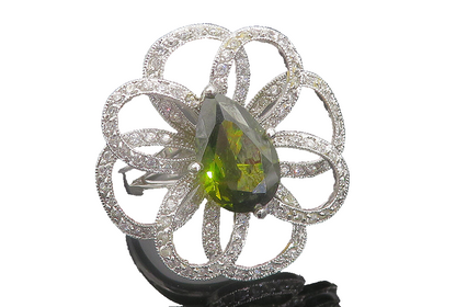 925 Sterling Silver   Peridot & Topaz Floral Motif Cocktail Ring Sz 10  RG8574