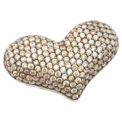 925 Sterling Silver Vintage Pendant Champagne CZ Pave Love Heart Charm  PT26606