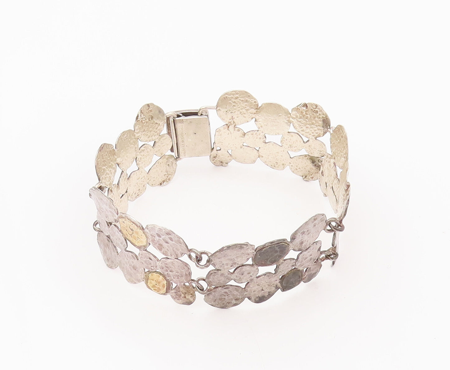 14K GOLD & 925 Sterling Silver  Vintage Soap Bubble Effect Bracelet  BT9873