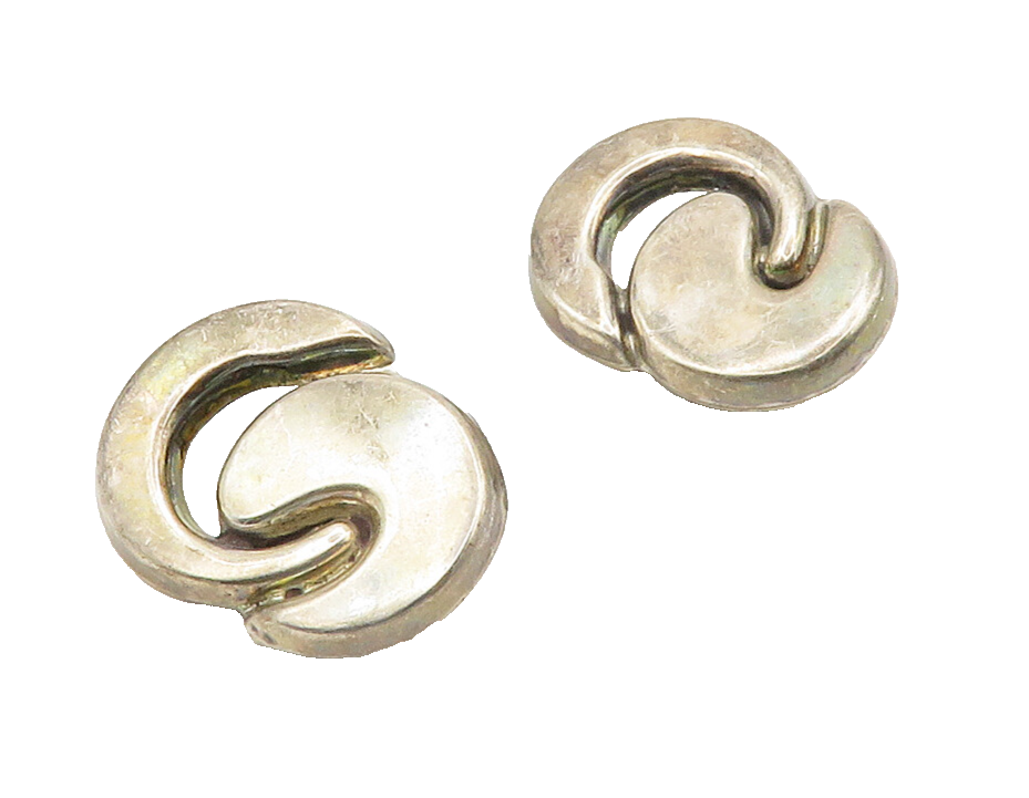 MEXICO 925 Sterling Silver  Vintage Modernist Non Pierce Drop Earrings  EG8058