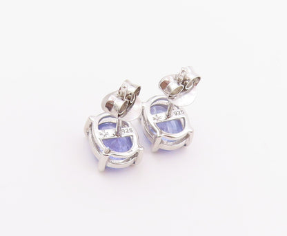 925 Sterling Silver Vintage Earrings Classic Oval Cut Tanzanite Studs  EG14442