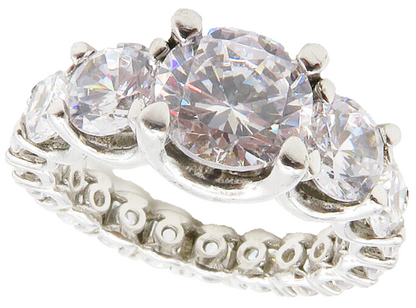 925 Sterling Silver  Shiny Graduated Cubic Zirconia Eternity Ring Sz 5 RG13441