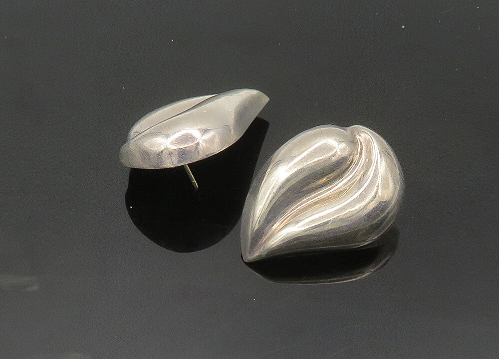 TURE 925 Sterling Silver  Vintage Shiny Floral Leaf Drop Earrings  EG10268