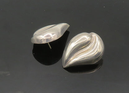 TURE 925 Sterling Silver  Vintage Shiny Floral Leaf Drop Earrings  EG10268