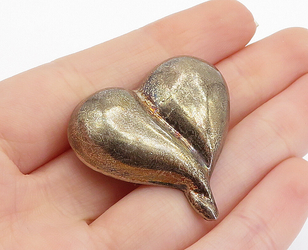 925 Sterling Silver  Vintage Dark Tone Hollow Love Heart Slide Pendant  PT5243